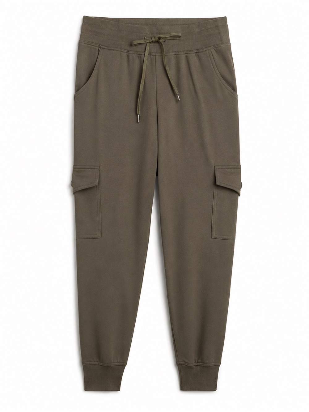 Women's Olive Cargo Jogger Pants with Drawstring Waist